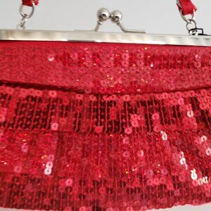 BNWT BIJOUX TERNER shimmering sequins lil red evening bag (OS)